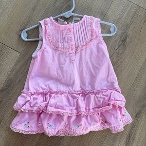 Faded glory vintage embroidered pink ruffle 100% cotton Dress
